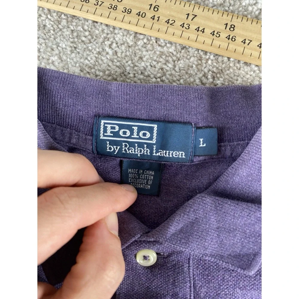 Polo Ralph Lauren Soft Touch Cotton Purple Polo Shirt Mens L Green Pony Preppy